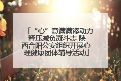 “心”意满满添动力 释压减负凝斗志 陕西合阳公安组织开展心理健康团体辅导活动