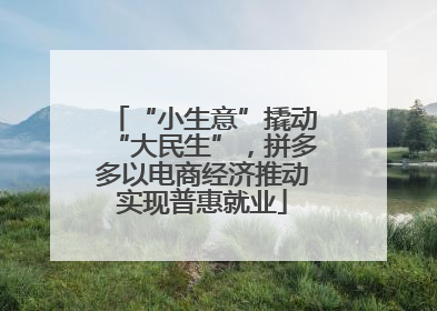 “小生意”撬动“大民生”，拼多多以电商经济推动实现普惠就业