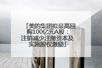 美的集团拟最高回购100亿元A股：注销减少注册资本及实施股权激励