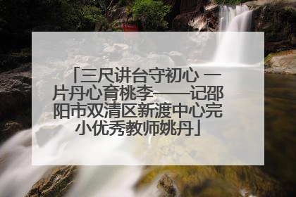 三尺讲台守初心 一片丹心育桃李——记邵阳市双清区新渡中心完小优秀教师姚丹