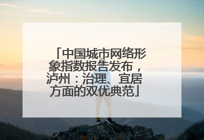 中国城市网络形象指数报告发布，泸州：治理、宜居方面的双优典范