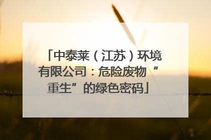 中泰莱（江苏）环境有限公司：危险废物“重生”的绿色密码