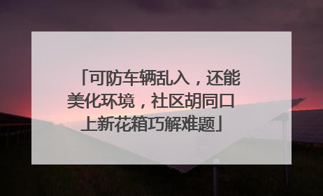 可防车辆乱入，还能美化环境，社区胡同口上新花箱巧解难题