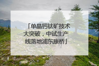 单晶钙钛矿技术大突破，中试生产线落地浦东康桥