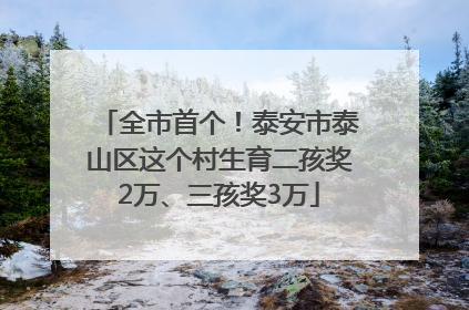 全市首个！泰安市泰山区这个村生育二孩奖2万、三孩奖3万