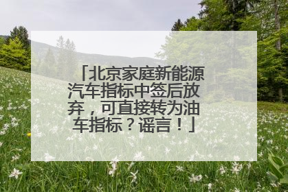 北京家庭新能源汽车指标中签后放弃，可直接转为油车指标？谣言！