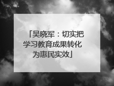 吴晓军：切实把学习教育成果转化为惠民实效