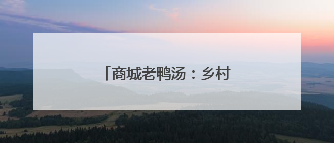 商城老鸭汤：乡村美味端上城市餐桌