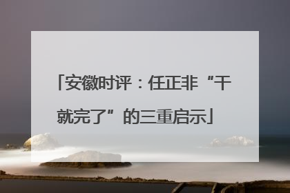 安徽时评：任正非“干就完了”的三重启示