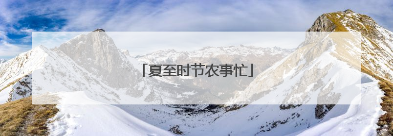夏至时节农事忙