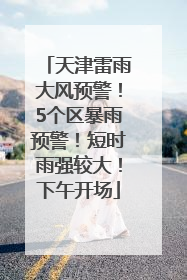 天津雷雨大风预警！5个区暴雨预警！短时雨强较大！下午开场