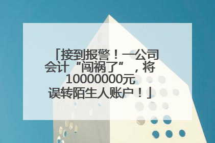 接到报警！一公司会计“闯祸了”，将10000000元误转陌生人账户！