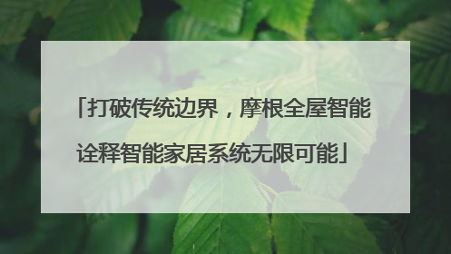 打破传统边界，摩根全屋智能诠释智能家居系统无限可能