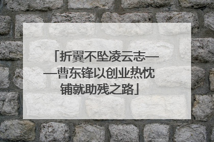 折翼不坠凌云志——曹东锋以创业热忱铺就助残之路
