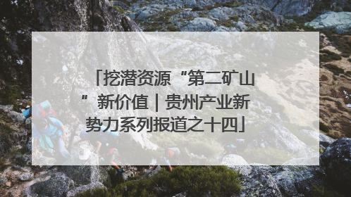 挖潜资源“第二矿山”新价值｜贵州产业新势力系列报道之十四