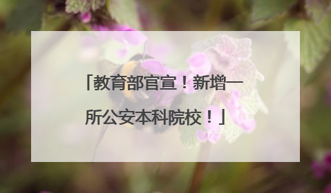 教育部官宣！新增一所公安本科院校！