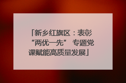 新乡红旗区：表彰 “两优一先” 专题党课赋能高质量发展