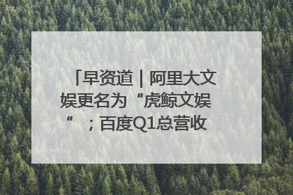 早资道｜阿里大文娱更名为“虎鲸文娱”；百度Q1总营收325亿元超预期