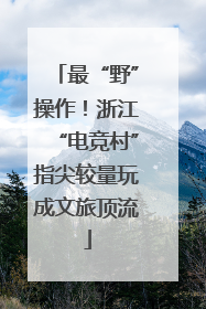 最“野”操作！浙江“电竞村”指尖较量玩成文旅顶流