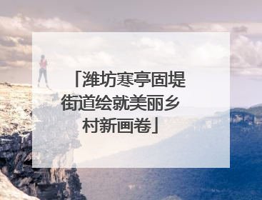 潍坊寒亭固堤街道绘就美丽乡村新画卷