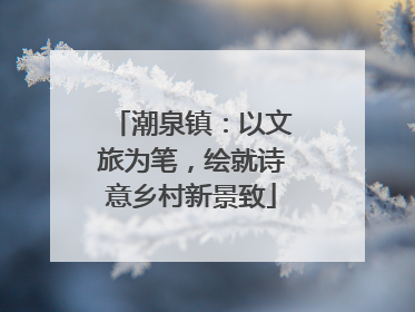 潮泉镇：以文旅为笔，绘就诗意乡村新景致