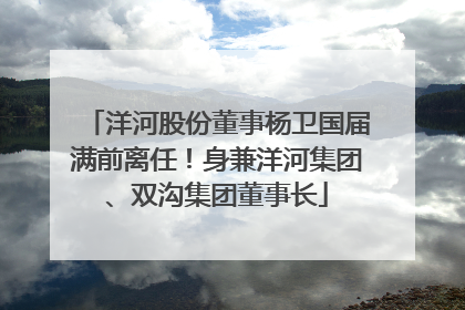 洋河股份董事杨卫国届满前离任！身兼洋河集团、双沟集团董事长