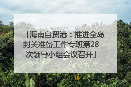 海南自贸港：推进全岛封关准备工作专班第28次领导小组会议召开