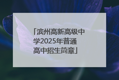 滨州高新高级中学2025年普通高中招生简章