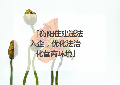 衡阳住建送法入企，优化法治化营商环境
