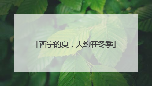 西宁的夏，大约在冬季