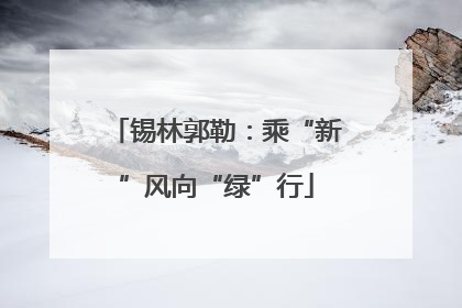 锡林郭勒：乘“新”风向“绿”行