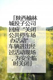 陕西榆林城投子公司回应“关闭公共停车场办活动”：车辆进出经过活动现场，为安全临时关闭