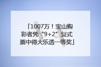 1007万！宝山购彩者凭“9+2”复式票中得大乐透一等奖