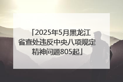 2025年5月黑龙江省查处违反中央八项规定精神问题805起